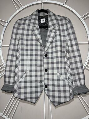 Cabi Valentina Grey and White Checker Blazer